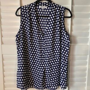 Navy and white polka dot dress tank